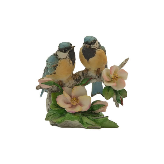 Vintage napoli capidomente blue birds with peache roses