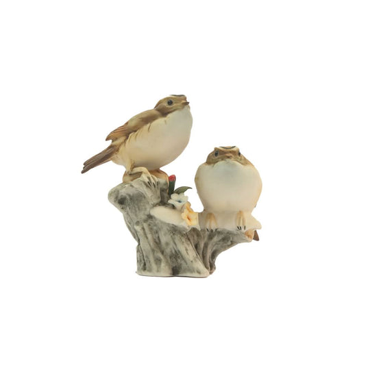 Vintage napoli capidomente couple brown  birds on branch