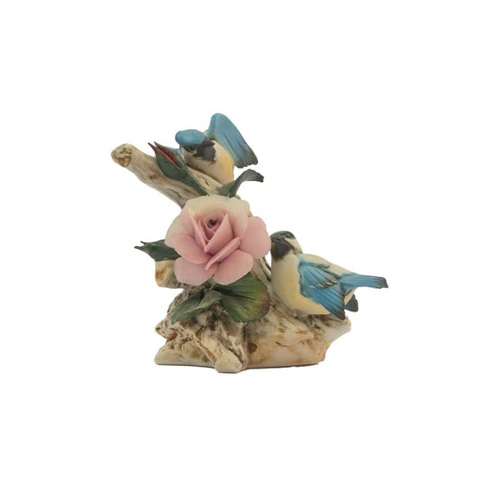 Vintage napoli capidomente blue birds with peache roses