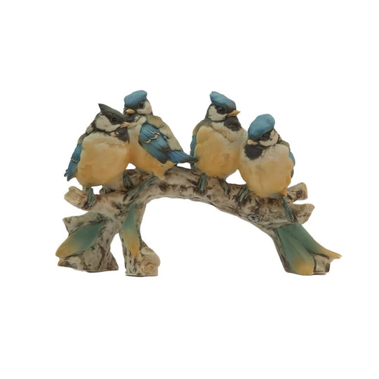 Vintage napoli capidomente group of blue birds on branch
