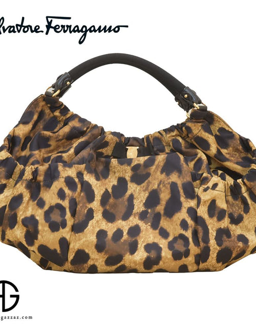 Load image into Gallery viewer, Salvatore Ferragamo Animal Print Nylon Hobo Shoulder Bag (used like new)
