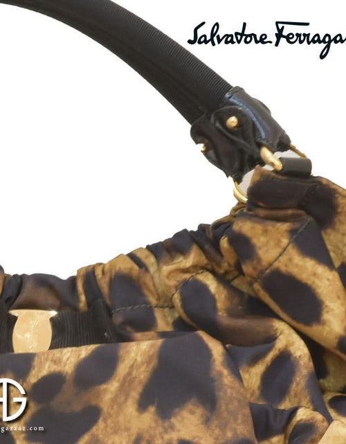 Load image into Gallery viewer, Salvatore Ferragamo Animal Print Nylon Hobo Shoulder Bag (used like new)
