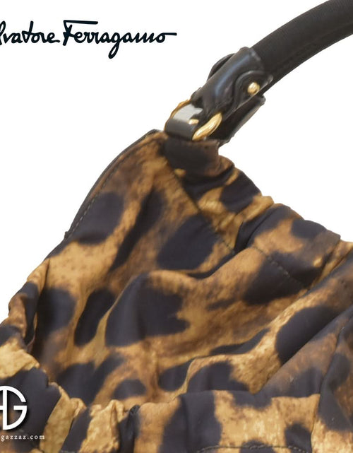 Load image into Gallery viewer, Salvatore Ferragamo Animal Print Nylon Hobo Shoulder Bag (used like new)
