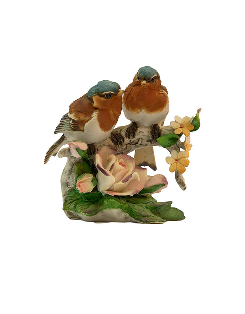 Load image into Gallery viewer, Vintage napoli capidomente couple brown  birds on branch
