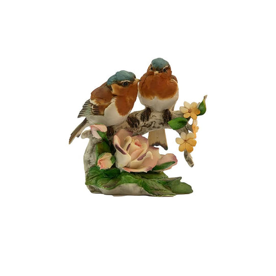 Vintage napoli capidomente couple brown  birds on branch