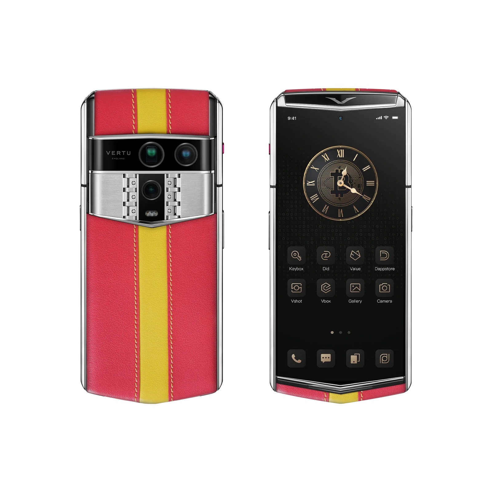 هاتف METAVERTU 2 CALFSKIN WEB3 AI - برتقالي فجر (غطاء فضي)