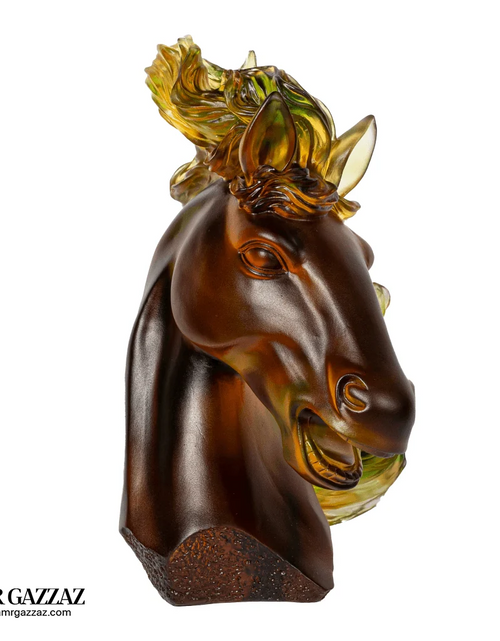 Load image into Gallery viewer, A PATE-DE-VERRE CRSTAL  HORSE HEAD
