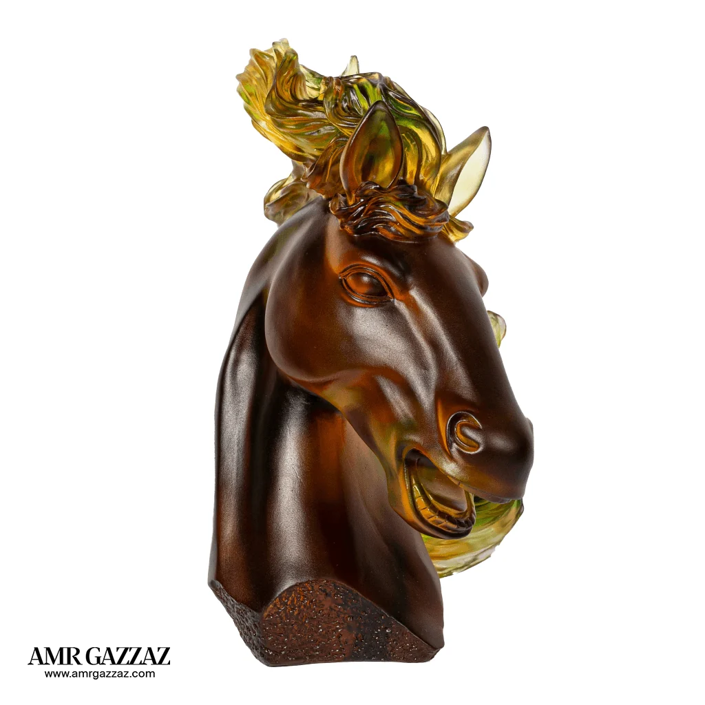A PATE-DE-VERRE CRSTAL  HORSE HEAD