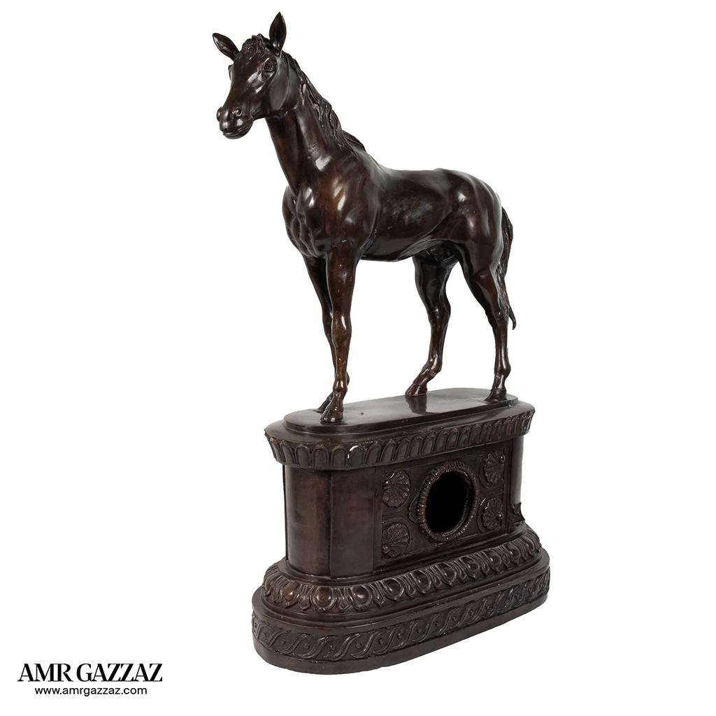 standing Horse Figurine in solid Bronze with bronze Base