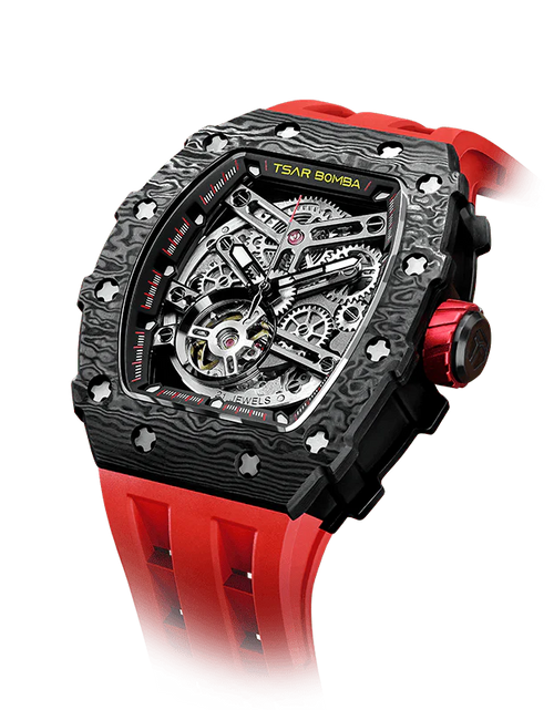 Load image into Gallery viewer, Elemental Series-Carbon Fiber Automatic Watch TB8208CF Passion Red
