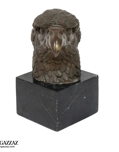 Load image into Gallery viewer, A Bronze Sculpture an Eagle Head on Marble Pedestal
