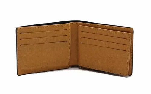 تحميل الصورة إلى عارض المعرض، Dunhill bifold wallet pass case navy yellow accessory leather
