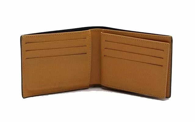 Dunhill bifold wallet pass case navy yellow accessory leather