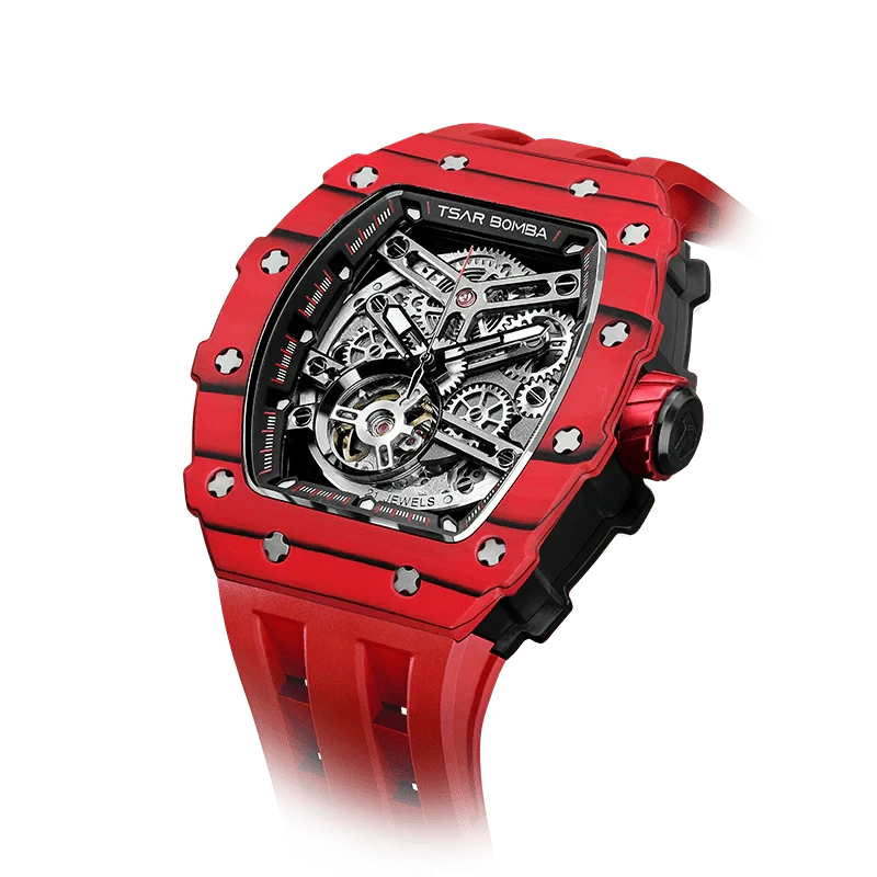 Elemental Series-Carbon Fiber Automatic Watch TB8208CF Bull Red