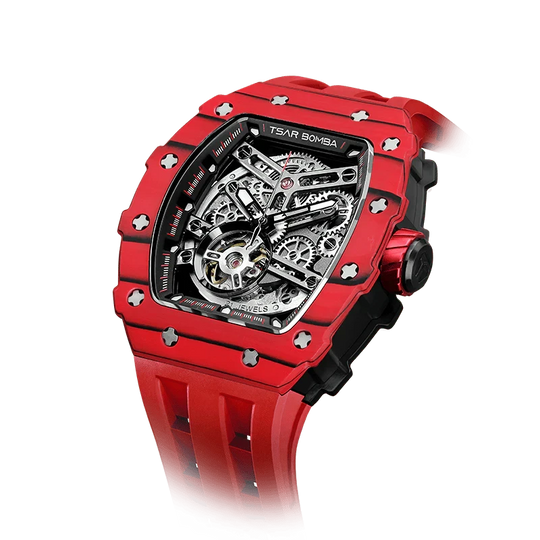 Elemental Series-Carbon Fiber Automatic Watch TB8208CF Bull Red