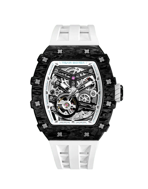 Load image into Gallery viewer, Elemental Series-Carbon Fiber Automatic Watch TB8208CF Elegant White
