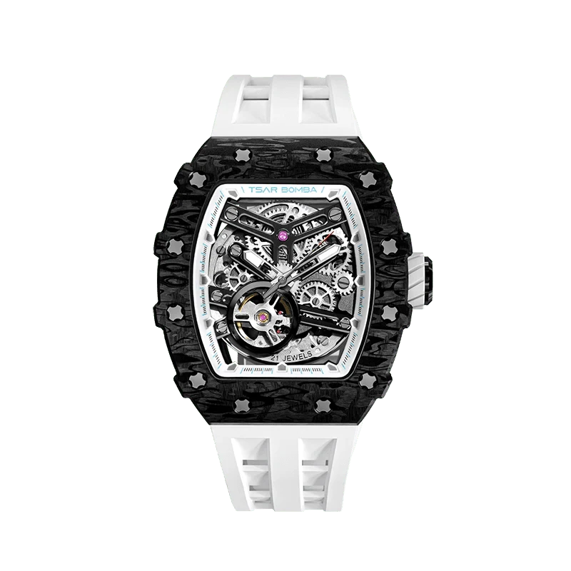 Elemental Series-Carbon Fiber Automatic Watch TB8208CF Elegant White