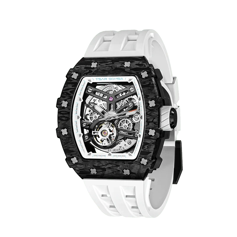 Elemental Series-Carbon Fiber Automatic Watch TB8208CF Elegant White