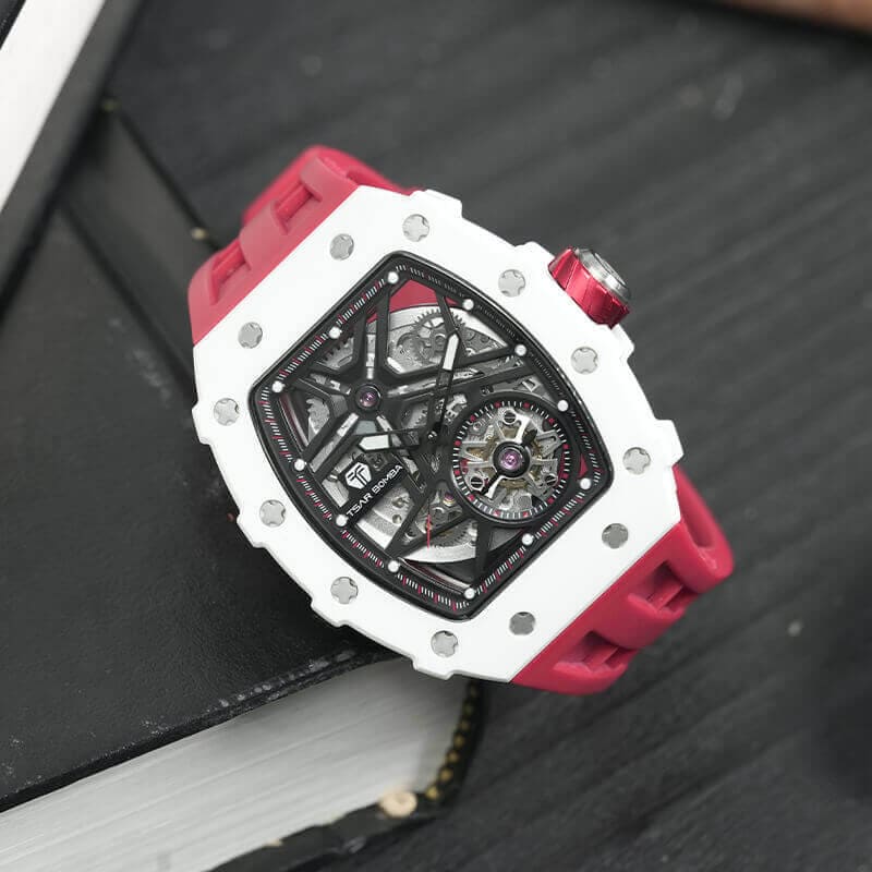 ساعة Elemental Series-Ceramic أوتوماتيكية TB8209C باللون الأحمر