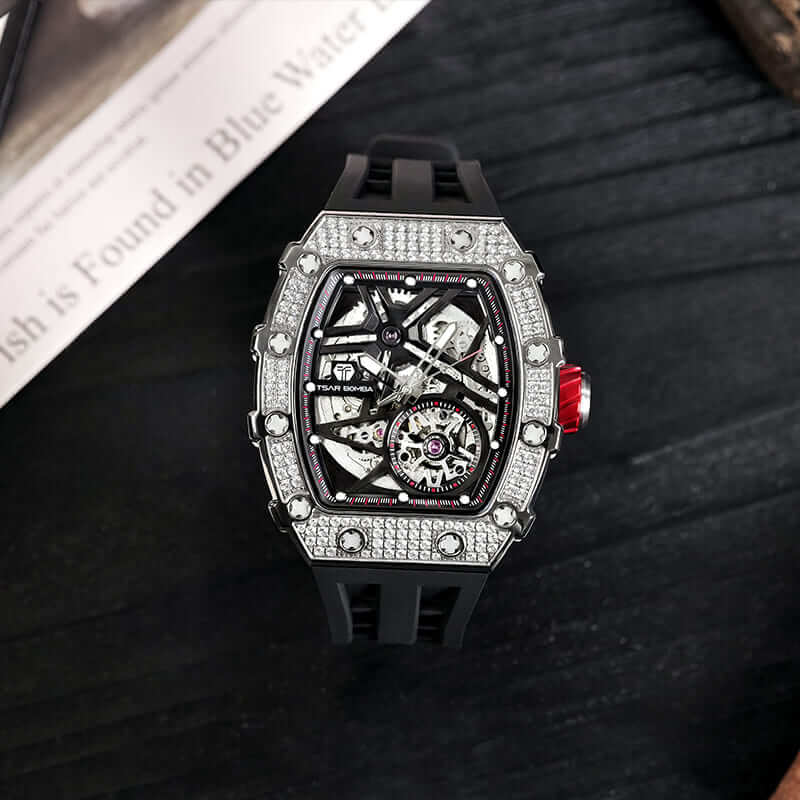 ساعة Elemental Series-Cubic Zirconia أوتوماتيكية TB8209D سوداء