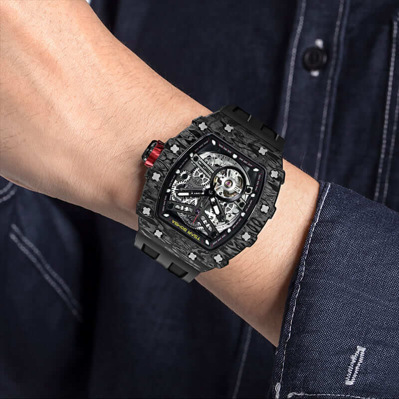 Elemental Series-Carbon Fiber Automatic Watch TB8208CF Cool Black