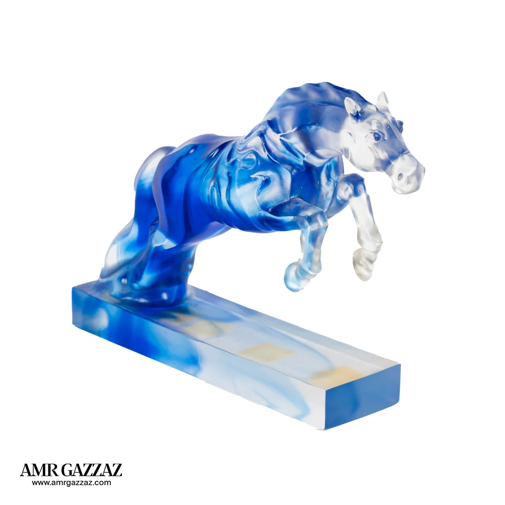 A PATE-DE-VERRE JUMPING HORSE