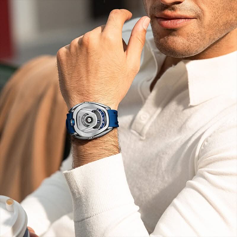 Reactor-Interchangeable Automatic Watch Silver Blue