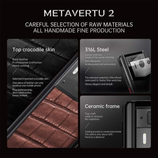 METAVERTU 2 ALLIGATOR SKIN WEB3 AI PHONE – AMBER BROWN