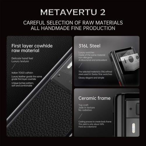 Load image into Gallery viewer, METAVERTU 2 CALFSKIN WEB3 AI PHONE – JADE BLACK(SILVER CASE)
