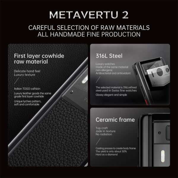 METAVERTU 2 CALFSKIN WEB3 AI PHONE – JADE BLACK(SILVER CASE)