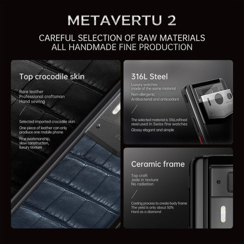 Load image into Gallery viewer, METAVERTU 2 ALLIGATOR SKIN WEB3 AI PHONE – NAVY BLUE(SILVER CASE)
