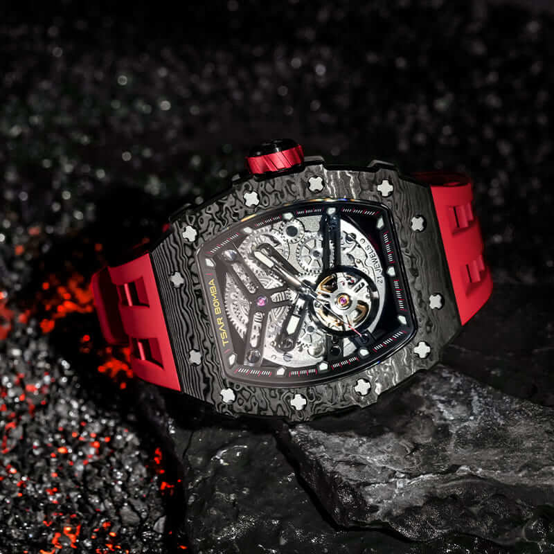 Elemental Series-Carbon Fiber Automatic Watch TB8208CF Passion Red