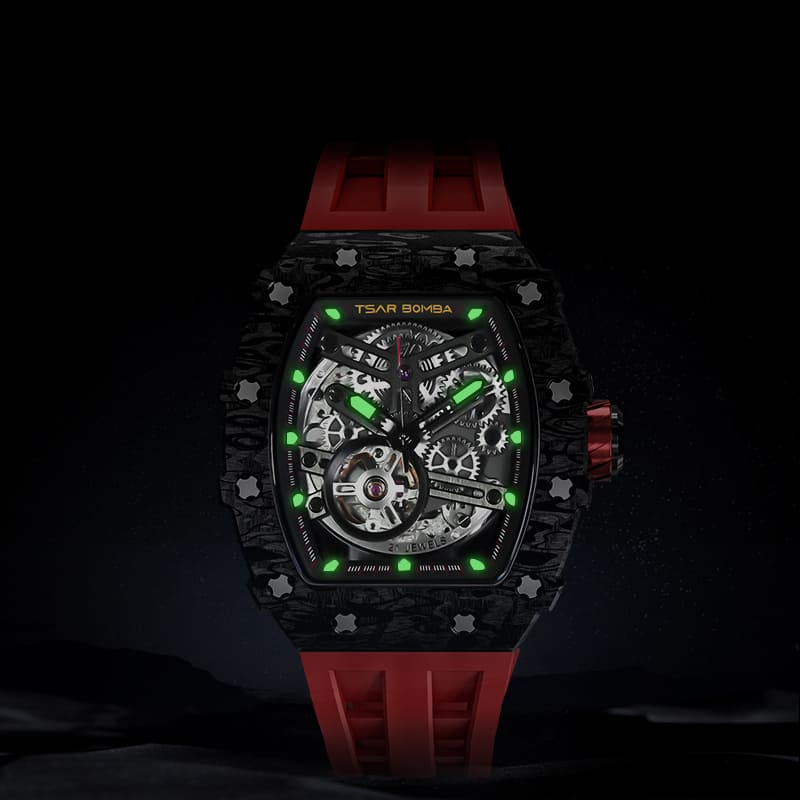 Elemental Series-Carbon Fiber Automatic Watch TB8208CF Passion Red