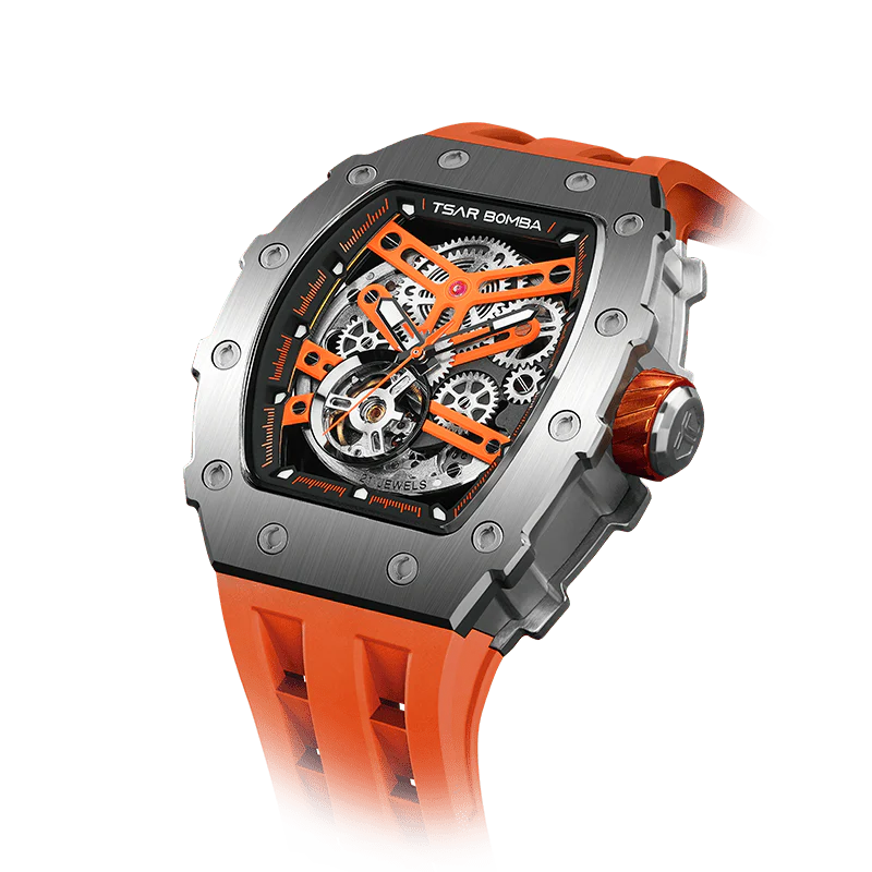 Elemental Series-Automatic Watch TB8208A Silver Orange