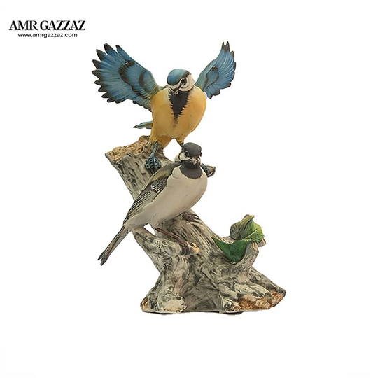 Vintage napoli capidomente couple blue birds on branch