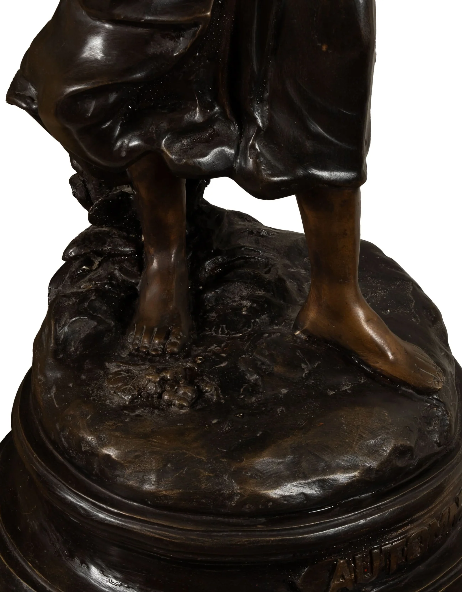 Harvest Time Girl  bronze italian classic sculpture beautiful statue of a young girl out picking flowers on marble column
