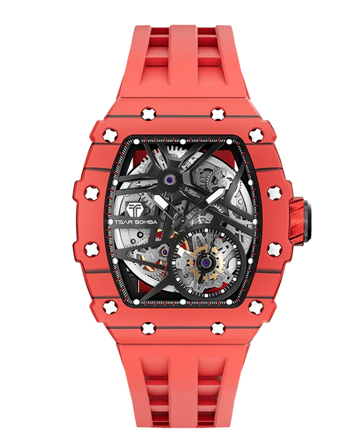 Load image into Gallery viewer, Elemental Series-Carbon Fiber Automatic Watch TB8209CF Bull Red Carbon Fiber
