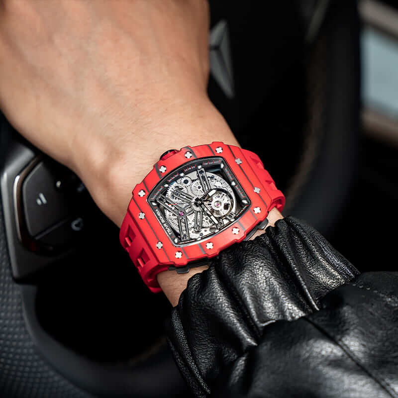 Elemental Series-Carbon Fiber Automatic Watch TB8208CF Bull Red