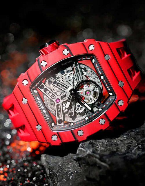 Load image into Gallery viewer, Elemental Series-Carbon Fiber Automatic Watch TB8208CF Bull Red

