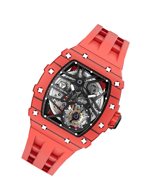 Load image into Gallery viewer, Elemental Series-Carbon Fiber Automatic Watch TB8209CF Bull Red Carbon Fiber
