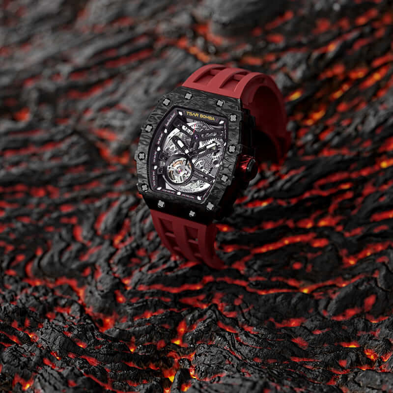 Elemental Series-Carbon Fiber Automatic Watch TB8208CF Passion Red