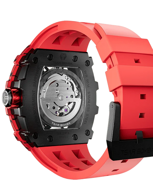 Load image into Gallery viewer, Elemental Series-Carbon Fiber Automatic Watch TB8209CF Bull Red Carbon Fiber

