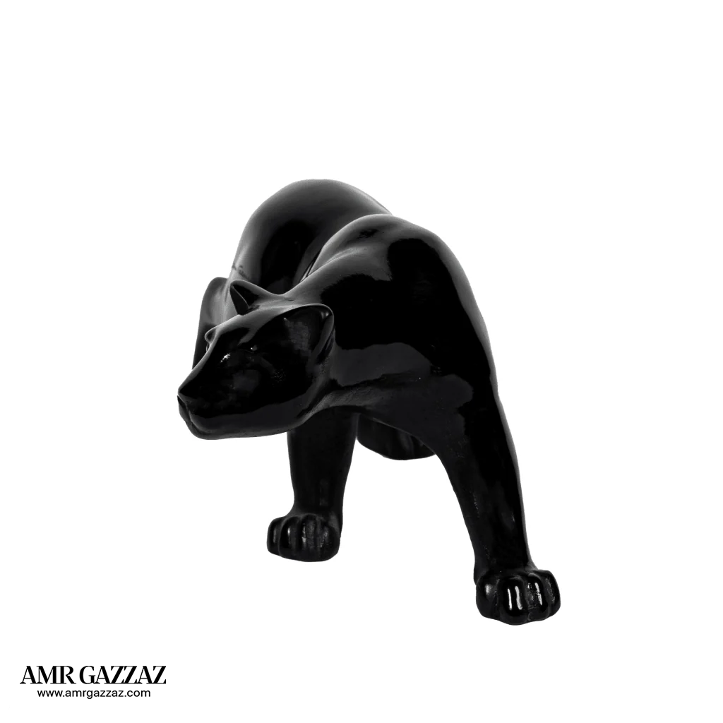 Daum Black Panther Pate de Verre Glass