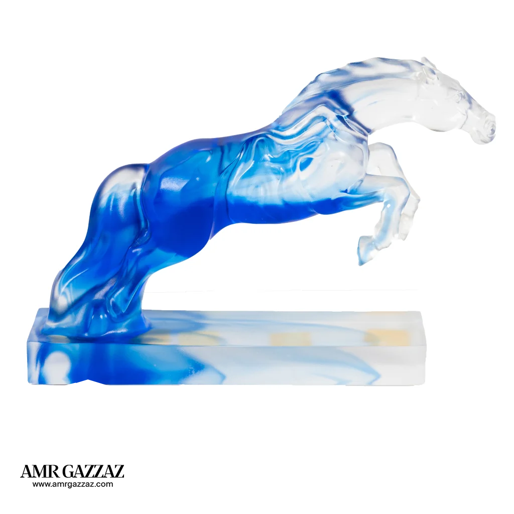 A PATE-DE-VERRE JUMPING HORSE
