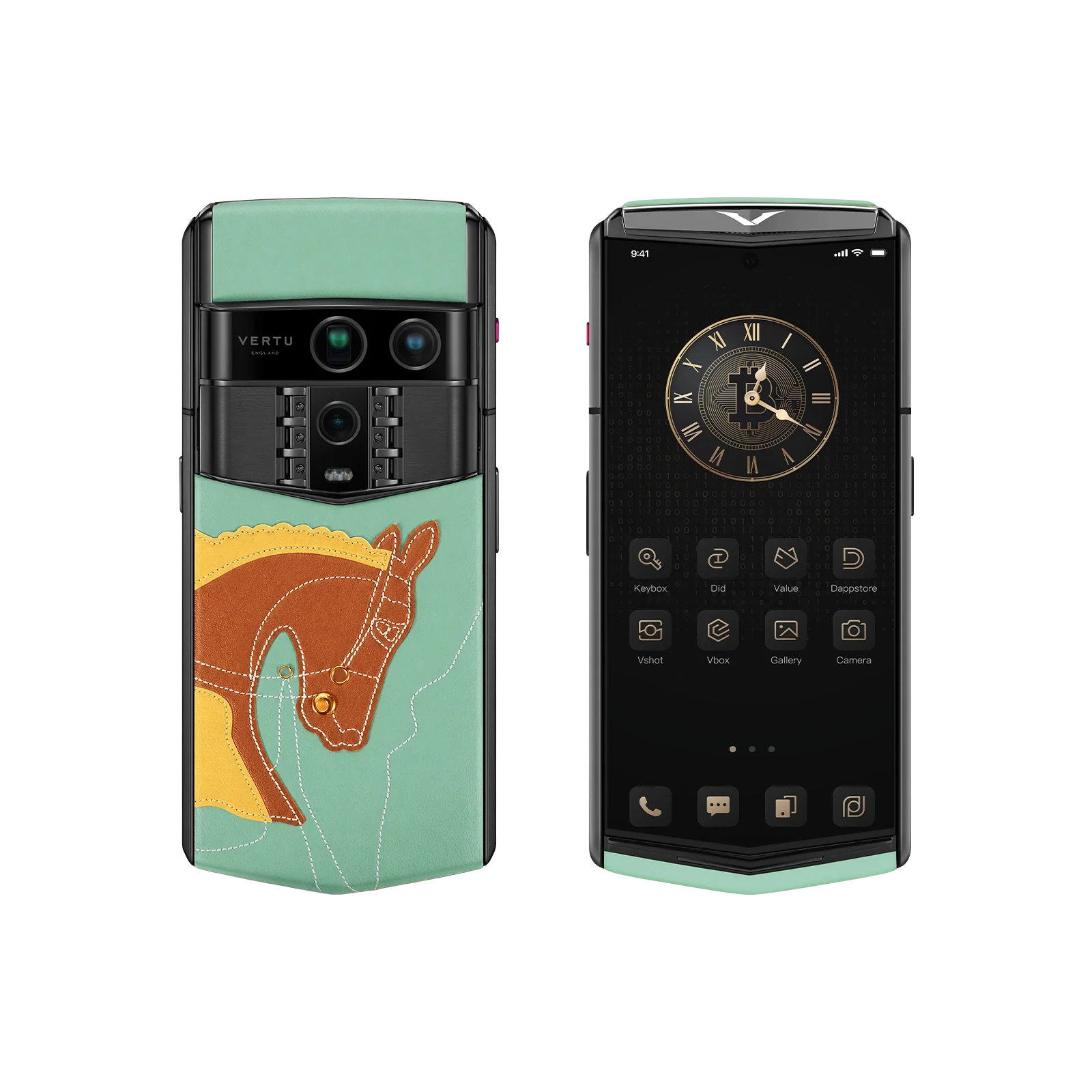 هاتف METAVERTU 2 CALFSKIN WEB3 AI - برتقالي فجر (غطاء فضي)