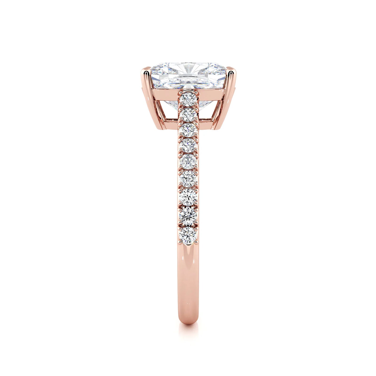 2.50 CT Cushion Cut Diamond Engagement Ring in 18K Rose Gold