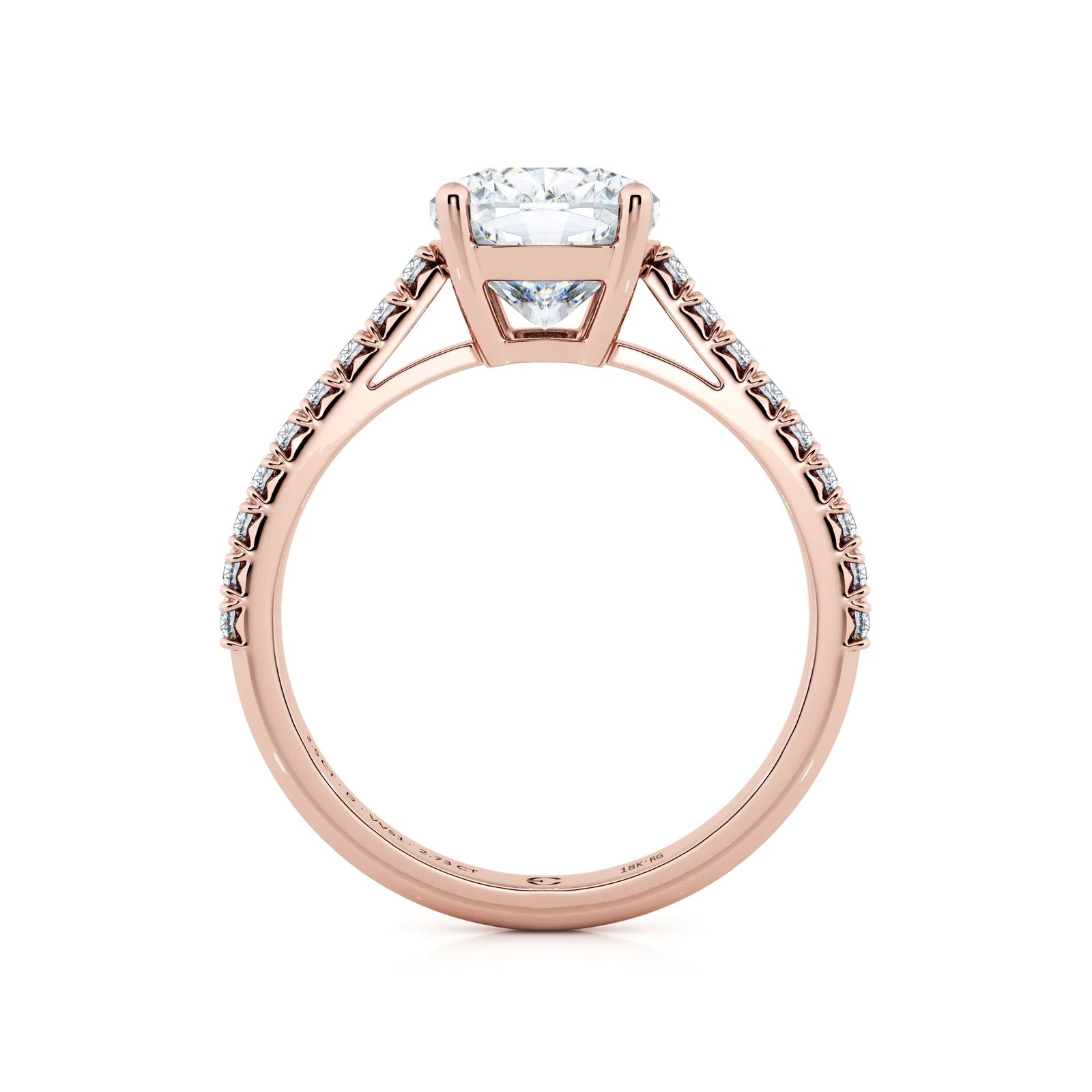 2.50 CT Cushion Cut Diamond Engagement Ring in 18K Rose Gold