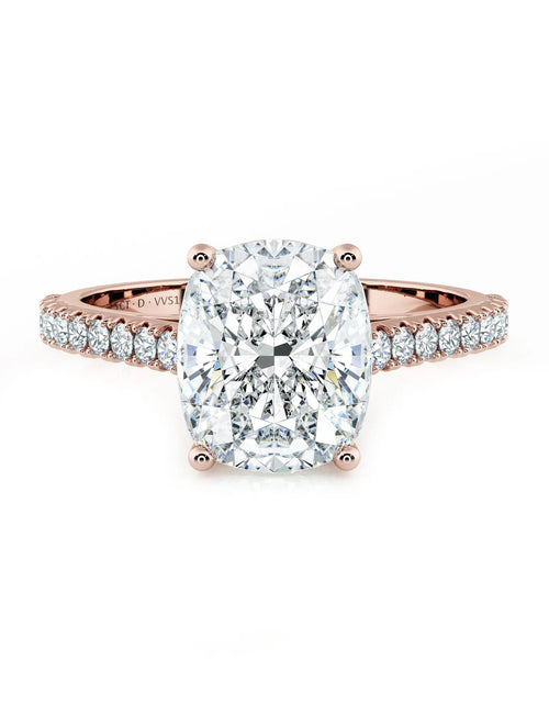 Load image into Gallery viewer, 2.50 CT Cushion Cut Diamond Engagement Ring in 18K Rose Gold
