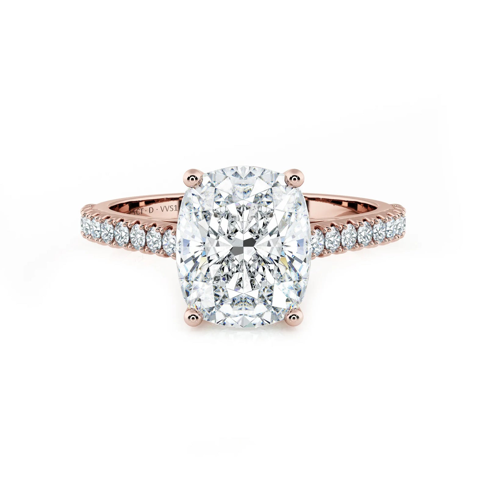 2.50 CT Cushion Cut Diamond Engagement Ring in 18K Rose Gold