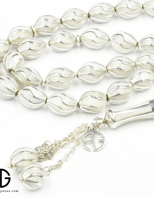 تحميل الصورة إلى عارض المعرض، مسبحة صلاة حجرية مرصعة بالفضة
